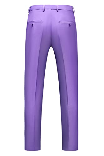 Mens Pants Slim Fit Solid Color Skinny Trousers Classic Dress Business Wedding Suit Pants US Size 32 Lavender