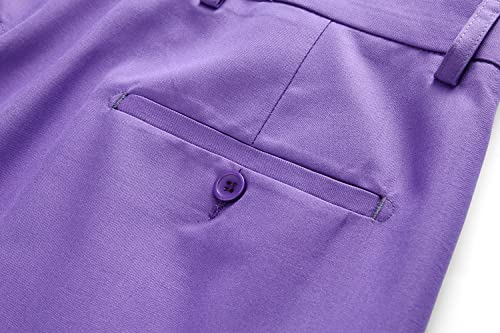 Mens Pants Slim Fit Solid Color Skinny Trousers Classic Dress Business Wedding Suit Pants US Size 32 Lavender