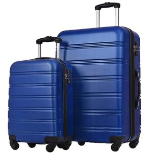 merax luggage sets of 3 piece carry on suitcase airline approved,hard case expandable spinner wheels (deepblue)