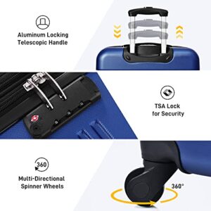 Merax Luggage Sets of 3 Piece Carry on Suitcase Airline Approved,Hard Case Expandable Spinner Wheels (Deepblue)