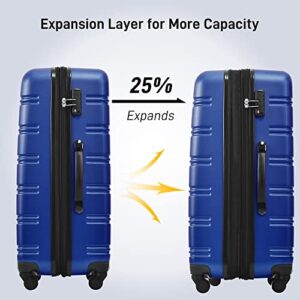 Merax Luggage Sets of 3 Piece Carry on Suitcase Airline Approved,Hard Case Expandable Spinner Wheels (Deepblue)