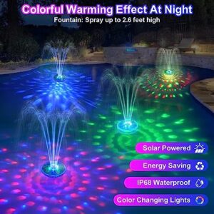 ChlorStar Solar Floating Pool Fountain with Underwater Lights Show, Solar Powered Water Fountain, Solar Fountain Pump with 6 Light Modes, Solar Water Pool Fountains for Inground Above Ground Pools-1PC