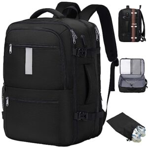 dwqoo extra large travel backpack for men and women,as personal item flight approved carry on backpack,tsa friendly 17.3inch laptop backpack,black