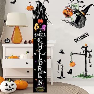 Halloween Door Hanger Welcome Door Sign Front for Door Decoration - Standing Hanging Home Front Door Yard Wall Decorations Wooden Door Sign for Halloween Party Supplies,47.2"H