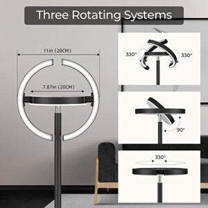 FIMEI Modern Floor Lamp, LED Bright Rotatable Ring Shaped Design Standing Lamp, Eye-Protecting Stepless Dimming, 3 Color Temperatures 3000K-6000K, Touch/Remote Control, for Living Room Bedroom Office