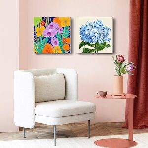 SupaDiya 4 Pack Flowers Framed Paint by Numbers for Adults Beginners, DIY Easy Acrylic Watercolors Number Painting Art with Framed Canvas for Home Wall Decor (8x8 inches)