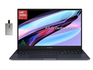 asus 2023 zenbook pro 17 17.3” 2.5k 165hz business laptop, amd ryzen 9 6900hx, 16gb ram, 1tb pcie ssd, backlit keyboard, nvidia geforce rtx 3050, win 11, black, 32gb snowbell usb card