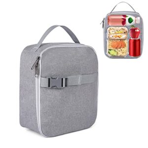 insulated lunch bag for women men work lunch pail cooler, reusable thermal soft leakproof lunch box for adult office lunch tote bag fit travel picnic (gray)