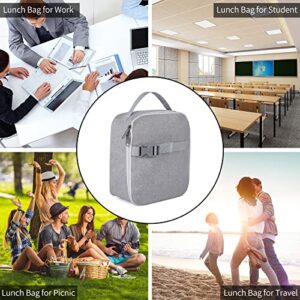 Insulated Lunch Bag for Women Men Work Lunch Pail Cooler, Reusable Thermal Soft Leakproof Lunch Box for Adult Office Lunch Tote Bag Fit Travel Picnic (Gray)