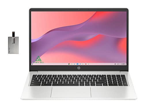 HP 2022 15.6" HD chromebook Laptop, Intel Pentium N6000 Processor, 8GB LPDDR4 RAM, 64GB Emmc Storage, Intel HD Graphics, 720P HD Webcam, Mineral Silver, Chrome OS, 128GB SnowBell USB Card