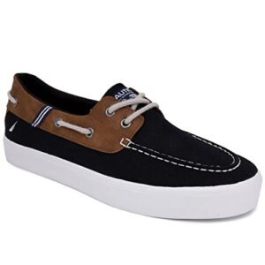 nautica men's lace-up boat shoe,two-eyelet casual loafer, fashion sneaker-malad-black tan -10