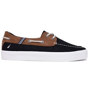 Nautica Men's Lace-Up Boat Shoe,Two-Eyelet Casual Loafer, Fashion Sneaker-Malad-Black Tan -10