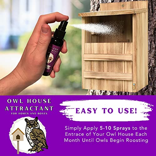 Owl Attractant - Bait Lure for Owl Houses and Boxes - 2oz Spray Bottle - Research-Backed All Natural Pheromone and Scent Mimicking Formula Blend - Made in The USA