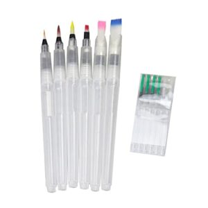 ciieeo 1 set 6pcs water-based markers water color marker water coloring brush pens colorful watercolor brush water storage paint brush water soluble paint brush watercolor pen pencil