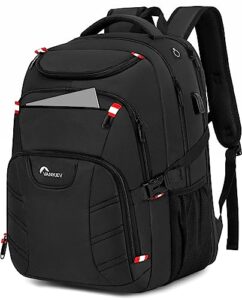 vankev travel backpack, extra large laptop backpack for women men，school college business work bookbag anti theft tsa approved computer bag fits 17 inch laptop with usb charging port(black)