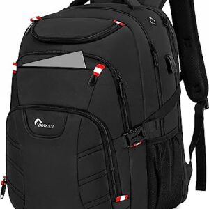 VANKEV Travel Backpack, Extra Large Laptop Backpack for Women Men，School College Business Work Bookbag Anti Theft TSA Approved Computer Bag Fits 17 Inch Laptop with USB Charging Port(Black)