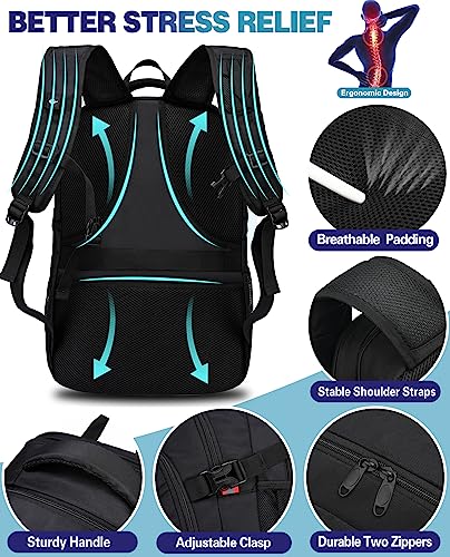 VANKEV Travel Backpack, Extra Large Laptop Backpack for Women Men，School College Business Work Bookbag Anti Theft TSA Approved Computer Bag Fits 17 Inch Laptop with USB Charging Port(Black)