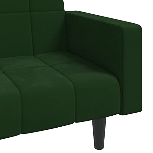 RMPOOML Modern Sofa, Home Sofa Seating, Outdo or Patio Sofa, 2-Seater Sofa Bed with Two Pillows Dark Green Velvet for Living Room, Bedroom, Office, Apartment