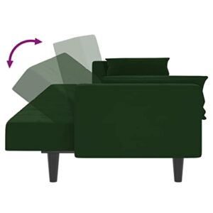 RMPOOML Modern Sofa, Home Sofa Seating, Outdo or Patio Sofa, 2-Seater Sofa Bed with Two Pillows Dark Green Velvet for Living Room, Bedroom, Office, Apartment