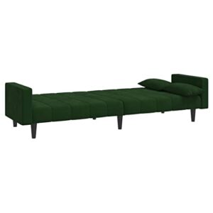 RMPOOML Modern Sofa, Home Sofa Seating, Outdo or Patio Sofa, 2-Seater Sofa Bed with Two Pillows Dark Green Velvet for Living Room, Bedroom, Office, Apartment