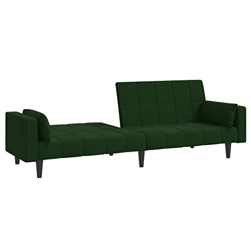 RMPOOML Modern Sofa, Home Sofa Seating, Outdo or Patio Sofa, 2-Seater Sofa Bed with Two Pillows Dark Green Velvet for Living Room, Bedroom, Office, Apartment