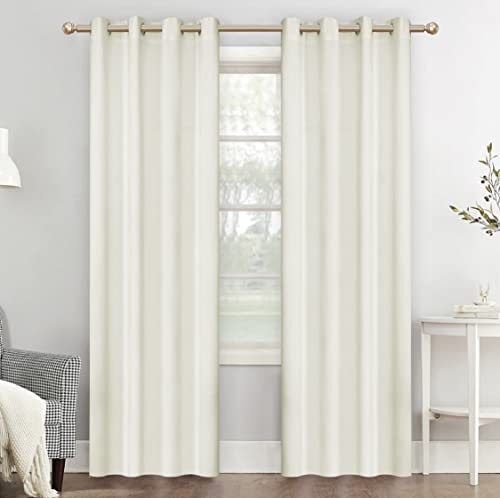 Guibaf Ivory Velvet Curtains 84 inches Long Grommet Soft Curtains for Bedroom Cream Light Blocking Thermal Insulation Drapes Set of 2 Panels 38”x 84”