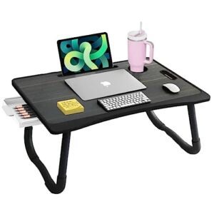 foldable laptop desk for bed, laptop bed tray table, lap desk for laptop, laptop stand, laptop bed desk tray, portable foldable desk, tray table, foldable lap desk tray with cup holder and drawer