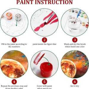 Ginkko Paint by Numbers for Adults Beginner & Kids Ages 8-12 with Wooden Frame Easy Acrylic on Canvas 9x12 inch with Paints and Brushes, Moon(Include Framed)