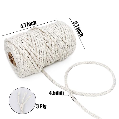 Leecogo 4.5mm Jute Rope 100 Feet Natural Craft Rope Twine String Perfect for Home Gardening Macrame Arts Crafts DIY Cat Scratching Post Replacement Repairing Recovering Cats Toy Making,White