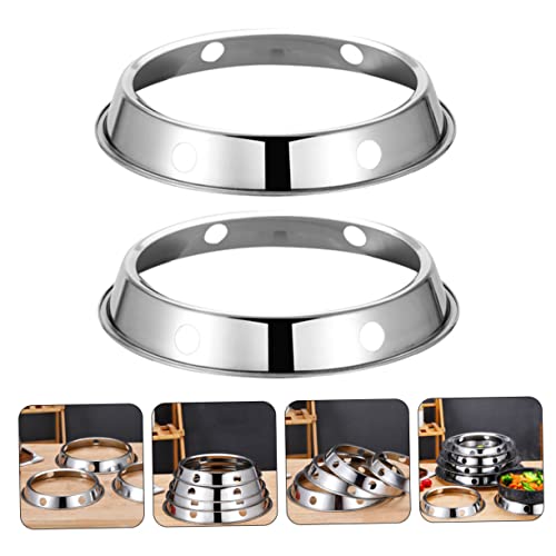 GANAZONO 2pcs Gas Stove Wok Ring Round Stand Stainless Steel Fry Pan Wok for Electric Stove Wok Support Rack Wok Support Stand Gas Stove Pot Rack Metal Rack for Pot Gas Stove Bracket Metal