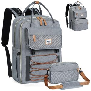 tonyeee diaper bag backpack- removable cross body bag,travel essentials baby bag with changing pad & stroller straps，multi function large capacity, waterproof and stylish, gray