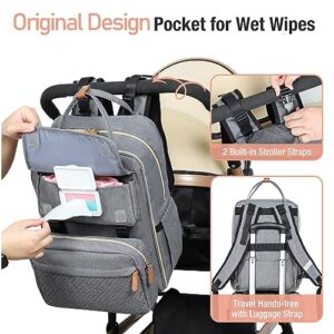 Tonyeee Diaper Bag Backpack- Removable Cross Body Bag,Travel Essentials Baby Bag with Changing Pad & Stroller Straps，Multi function Large Capacity, Waterproof and Stylish, Gray