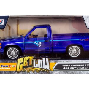 All Star Toys Motormax 1992 Chevy 454SS Pickup Lowrider Truck Candy Blue 1/24 Diecast Model Exclusive Get Low 79036