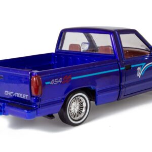 All Star Toys Motormax 1992 Chevy 454SS Pickup Lowrider Truck Candy Blue 1/24 Diecast Model Exclusive Get Low 79036