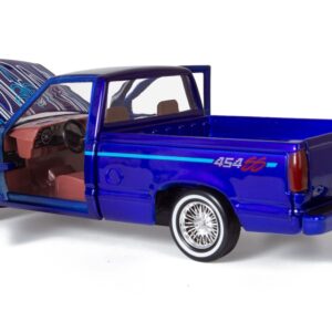 All Star Toys Motormax 1992 Chevy 454SS Pickup Lowrider Truck Candy Blue 1/24 Diecast Model Exclusive Get Low 79036