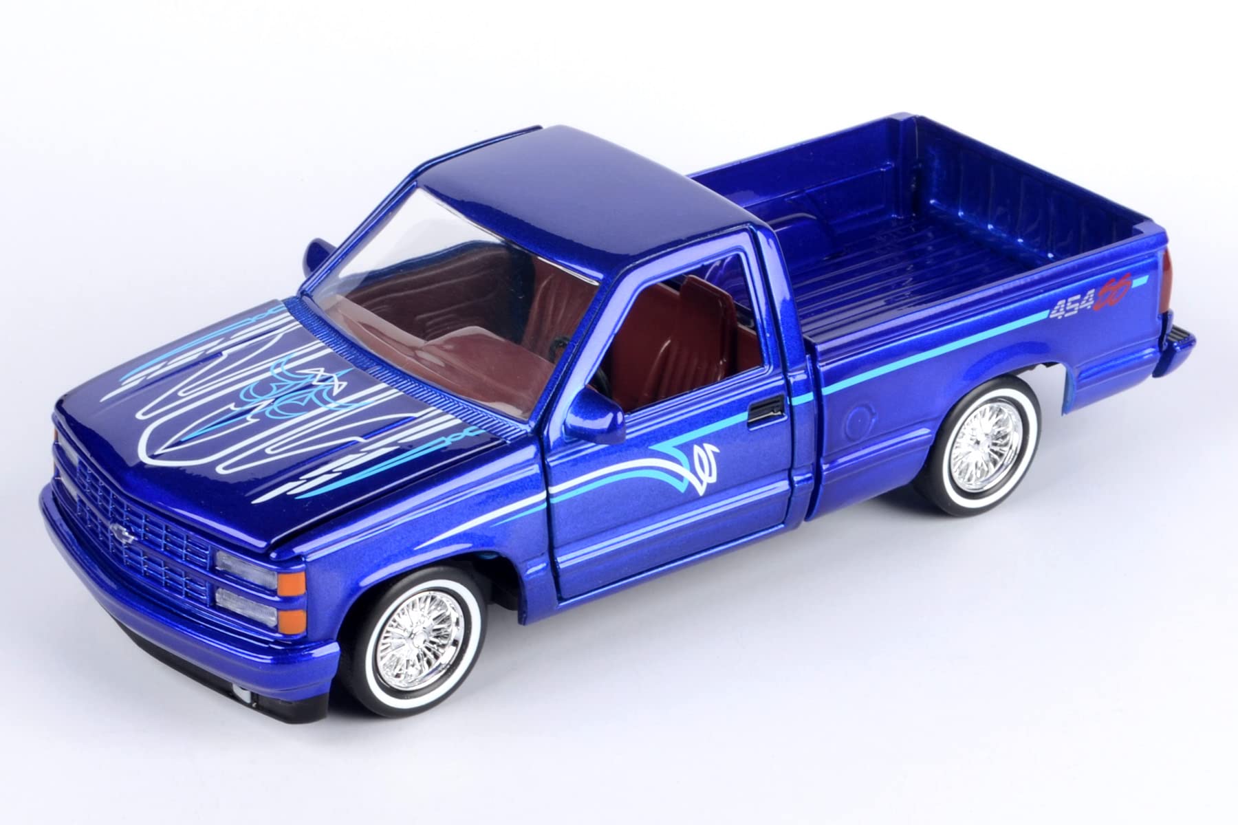 All Star Toys Motormax 1992 Chevy 454SS Pickup Lowrider Truck Candy Blue 1/24 Diecast Model Exclusive Get Low 79036