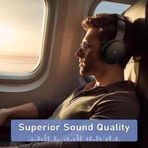 Active Noise Cancelling Headphones, 80H Playtime Bluetooth Wireless Headphones Over Ear with Microphone, Headphones Wireless Bluetooth with Deep Bass Headset for Adults, TV, Travel, Home, Office, Gym