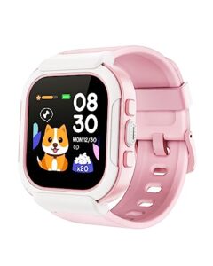 cloudpoem smart watch for kids girls boys, kids watch fitness tracker watch with pedometer heart rate monitor sleep tracker alarm clocks puzzle games calculator ip68 waterproof, kids gift pink