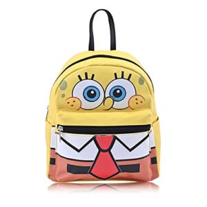 spongebob squarepants nickelodeon leather backpack - girls, boys, teens, adults - officially licensed spongebob 10 inch allover faux leather mini backpack