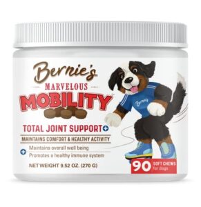 bernie's marvelous mobility - daily dog hip and joint supplement - maintains overall well being & promotes a healthy immune system (90 count)