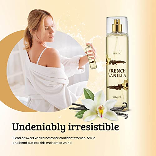 Home Spa Gift 8 oz. Fine Fragrance Body Mist Holiday Luxury Scented Body Spray for Women (French Vanilla)