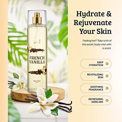 Home Spa Gift 8 oz. Fine Fragrance Body Mist Holiday Luxury Scented Body Spray for Women (French Vanilla)