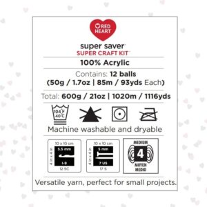 Red Heart Super Saver Super Yarn Craft Kit for Knitting, Crocheting, Crafts & Amigurumi Projects