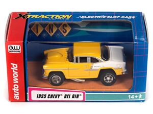 auto world xtraction 1955 chevy bel air (yellow/white) ho slot car