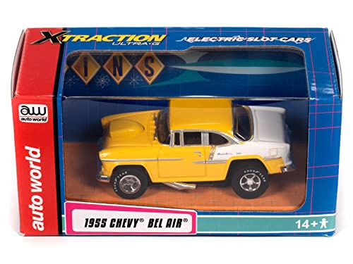 Auto World Xtraction 1955 Chevy Bel Air (Yellow/White) HO Slot Car