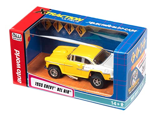 Auto World Xtraction 1955 Chevy Bel Air (Yellow/White) HO Slot Car