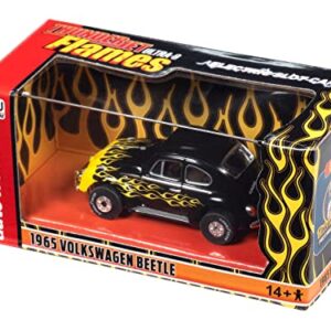 Auto World Thunderjet 1965 VW Beetle (Black w/Yellow Flames) HO Slot Car