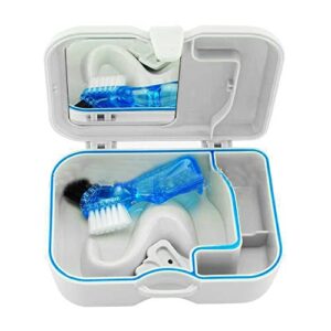 dagijird 1pcs plastic dental denture storage box false teeth case container with mirror brush