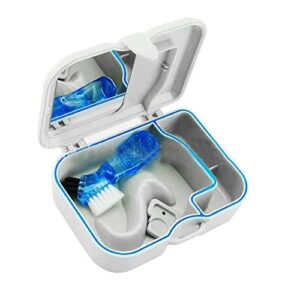 DAGIJIRD 1pcs Plastic Dental Denture Storage Box False Teeth Case Container with Mirror Brush