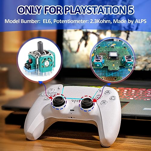 PS5 Joysticks Replacement for Sony Playstation 5 PS5 Controller Joystick Replacement PS5 Analog Stick Replacement Module Potentiometer for PS5 Joystick Thumb Stick Replacement Part with Tools(2Pack)